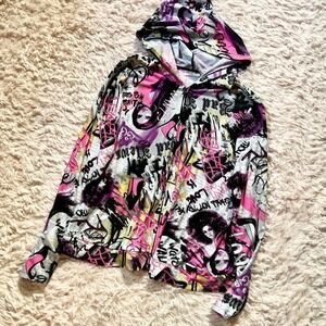 Urban Y2K Graffiti Feminist Grunge Punk Hiphop Zip Up Jacket Womens 1X Edgy Bold